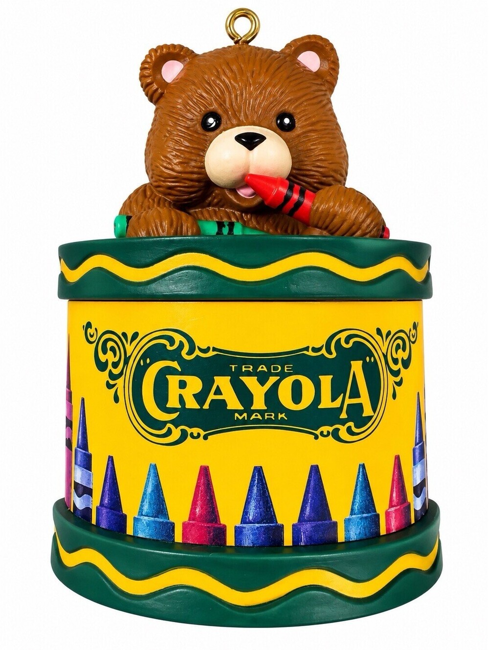 Vintage 1992 Crayola Teddy Bear Christmas Ornament Binney Smith Crayon Box